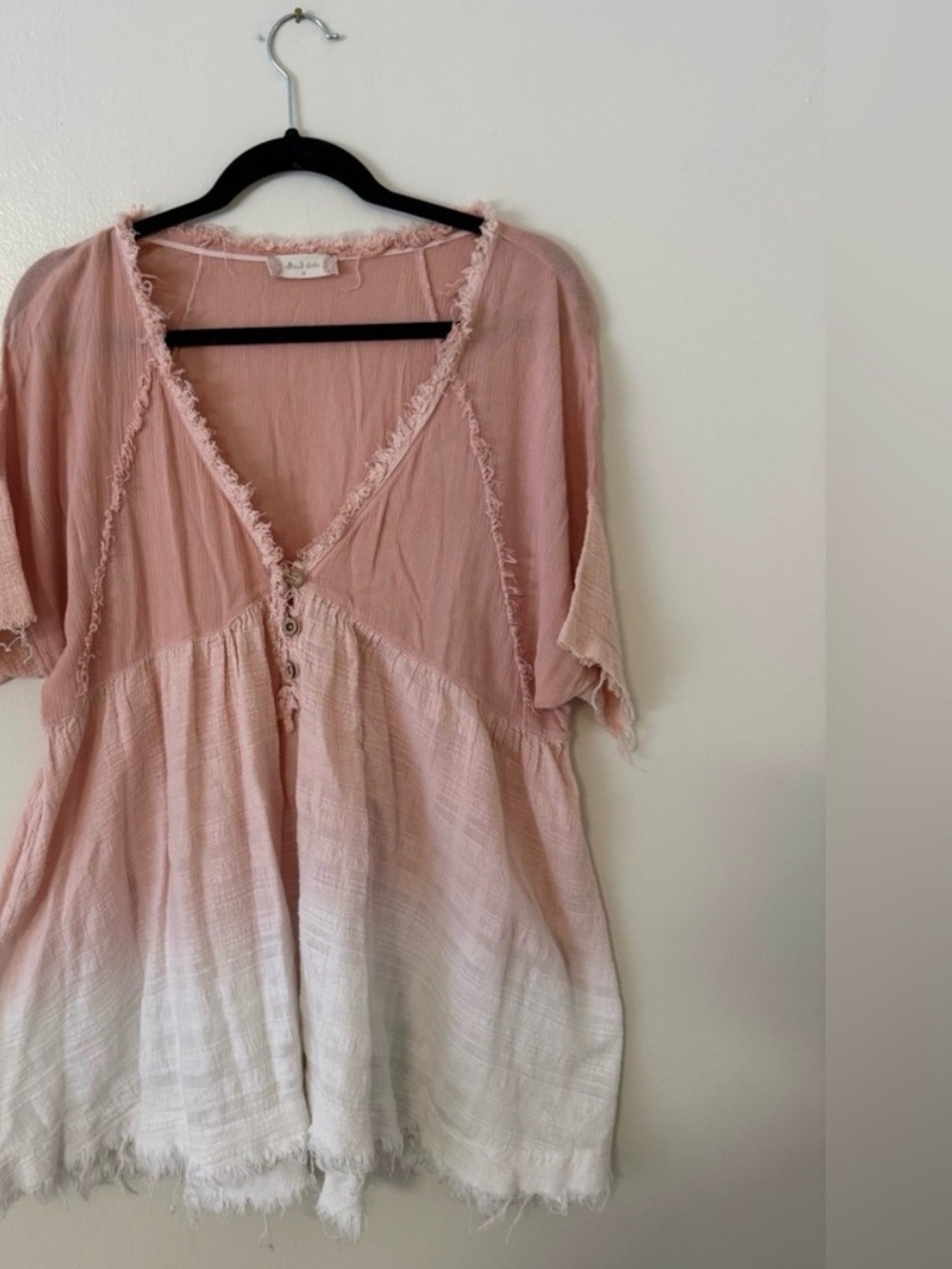 Altar'd State Top Pink Blush & White Ombre Flowy Boho Blouse Free People Sz M
